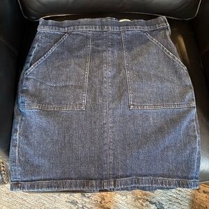J. Crew Dark Blue Denim Pencil Skirt with Front Pockets